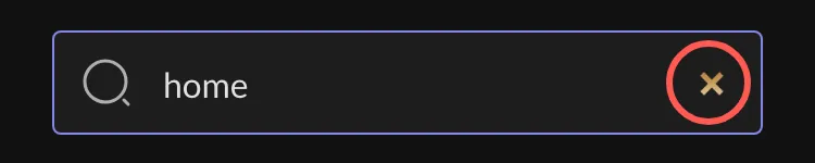The search bar while typing, with an orange clear x circled.